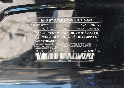 2018 Mercedes-Benz Gla 250 from USA, damaged, VIN WDCTG4EB2JJ456274